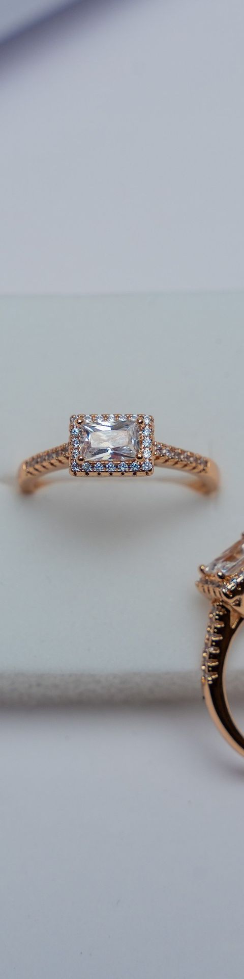 Rose Gold Rectangular Halo Engagement Ring