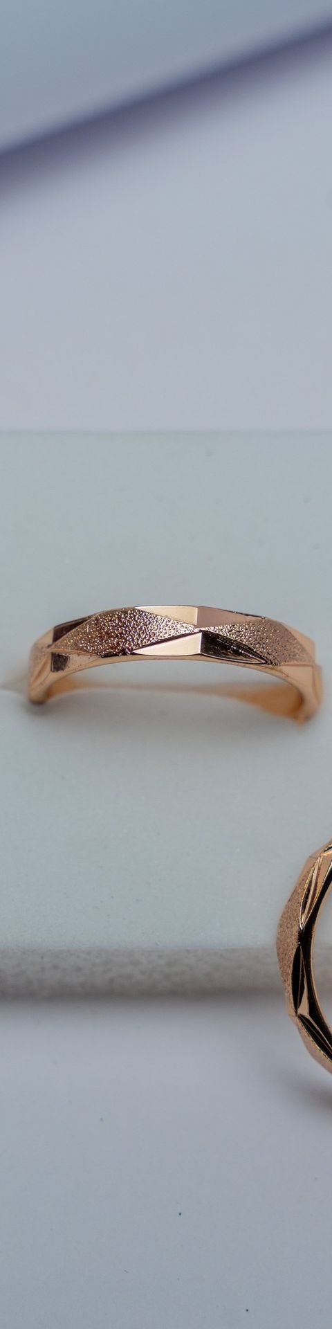Rose Gold Textured Band Ring Set