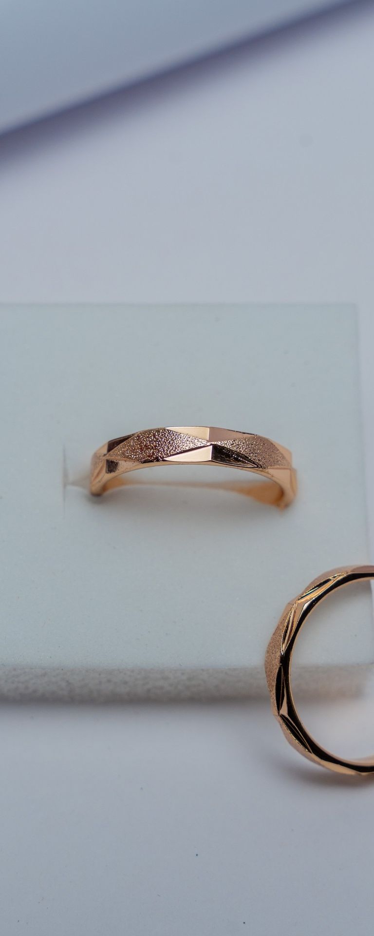 Rose Gold Textured Band Ring Set