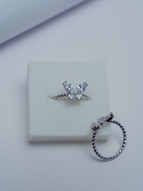 Silver Butterfly Cocktail Ring