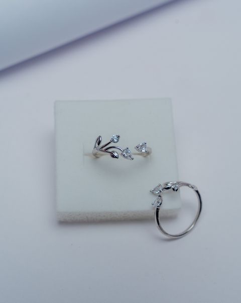 Silver CZ Open Band Ring Set