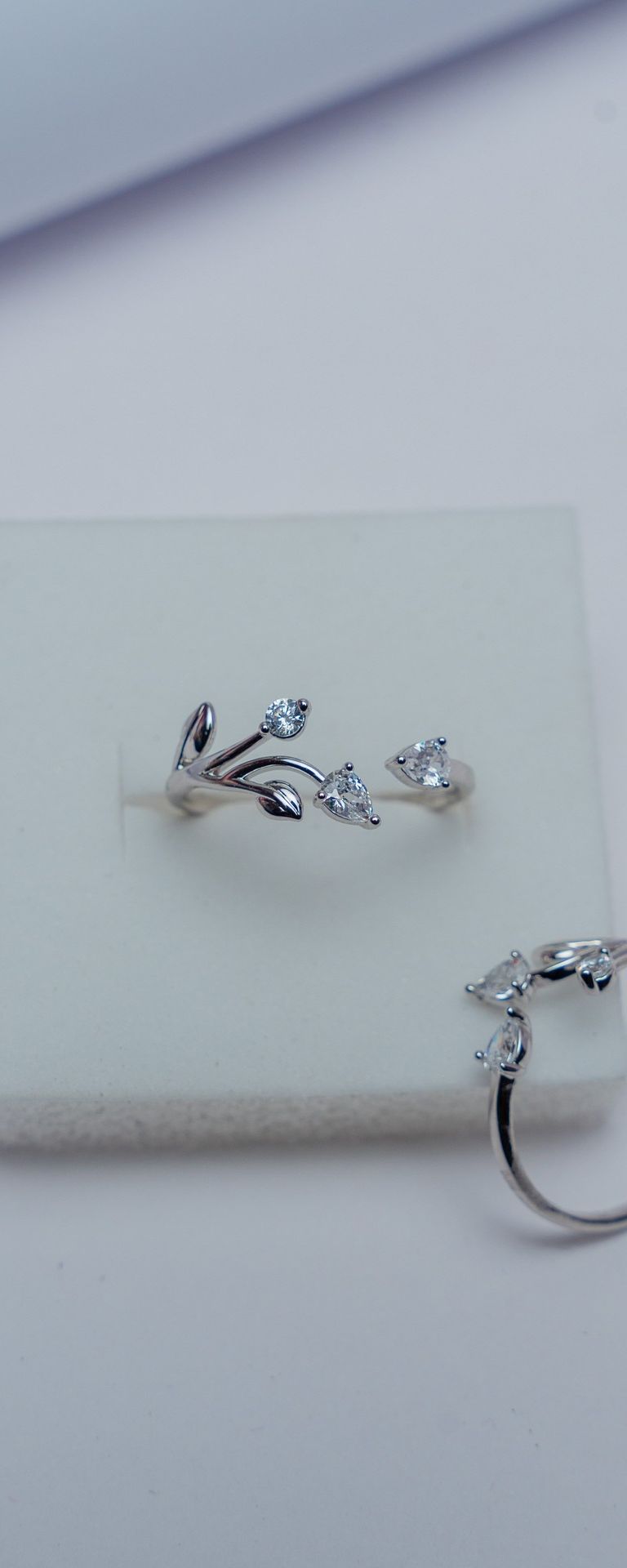 Silver CZ Open Band Ring Set