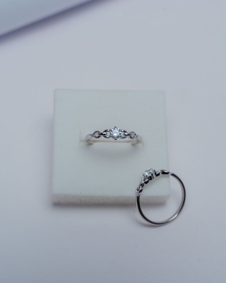 Silver Ornate Solitaire Ring