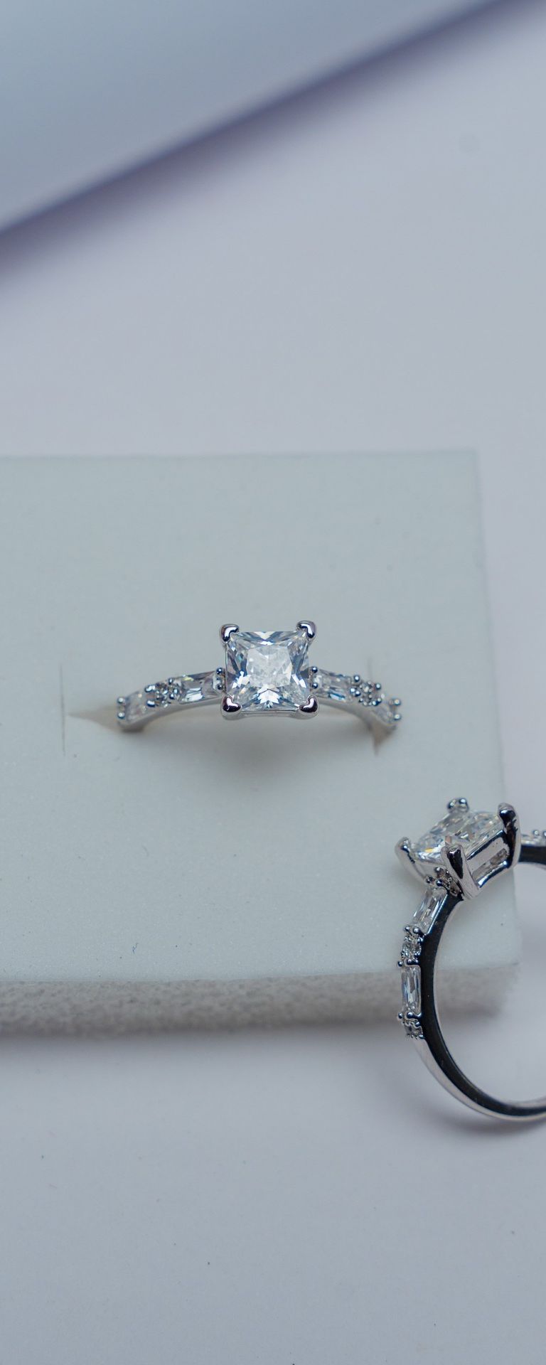 Silver Princess Cut CZ Engagement Ring