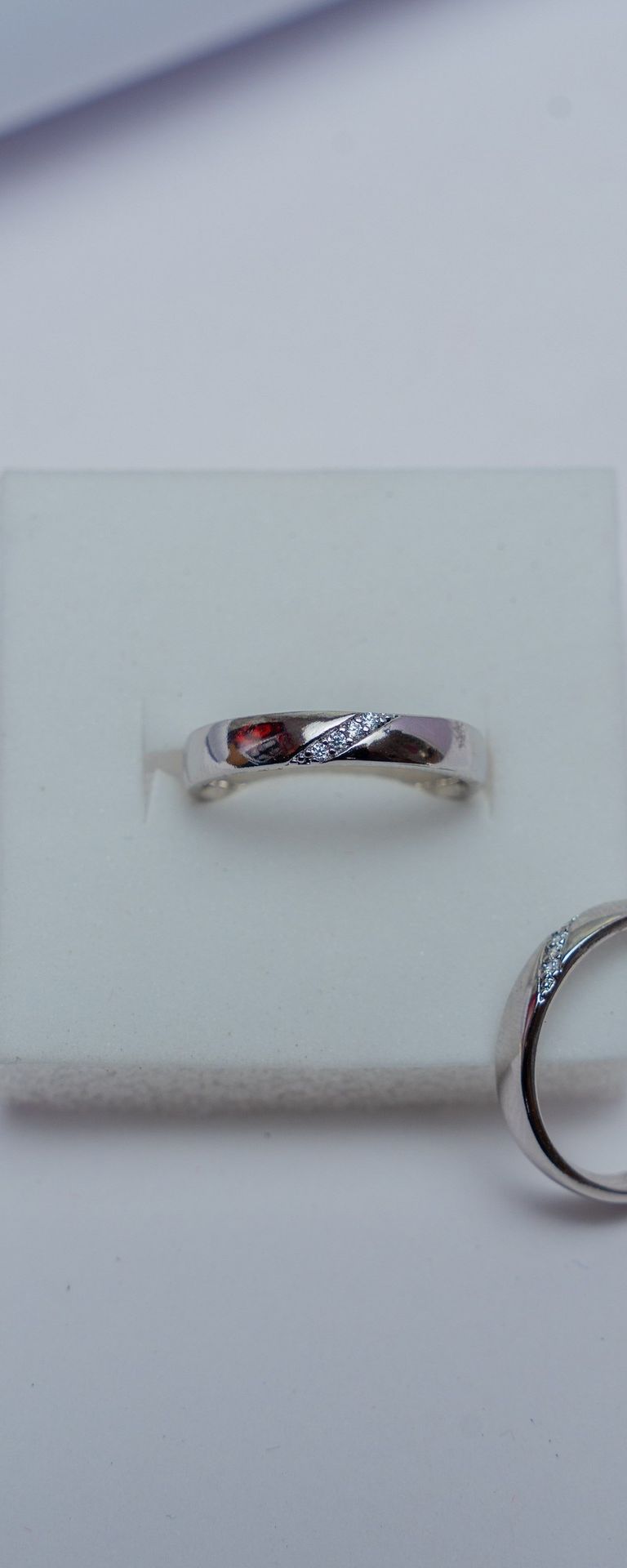 Silver Twisted Band Ring with Red Stone