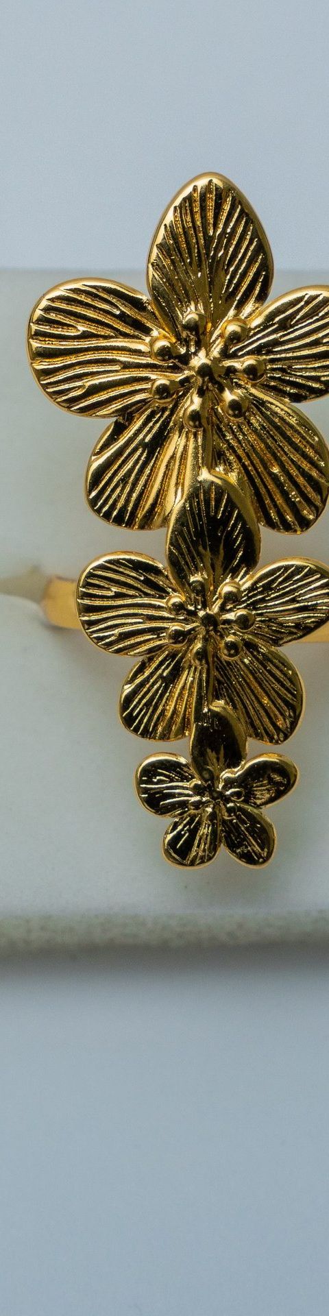Gold-Tone Floral Cascade Ring