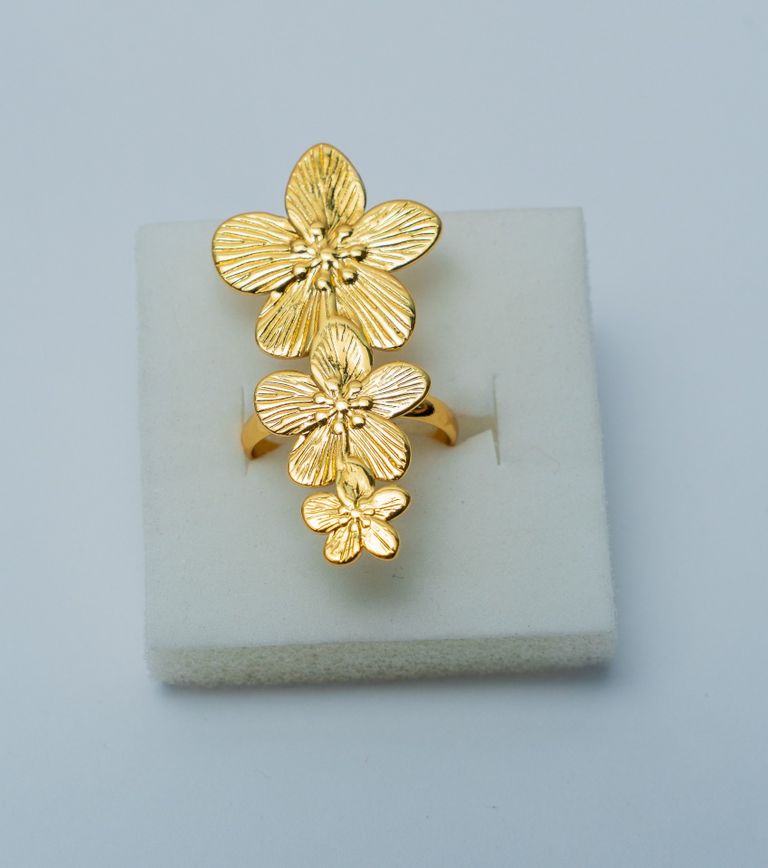 Gold-Tone Flower Statement Ring