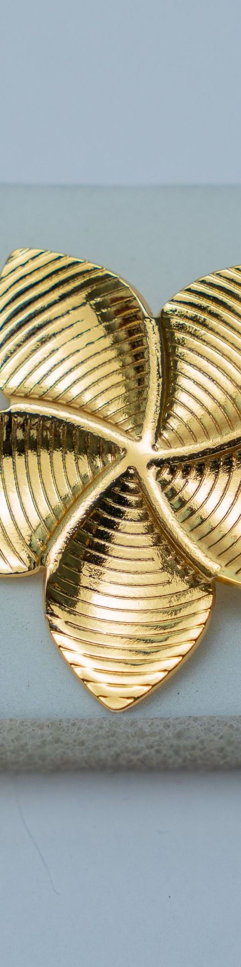 Gold-Tone Ribbed Petal Brooch
