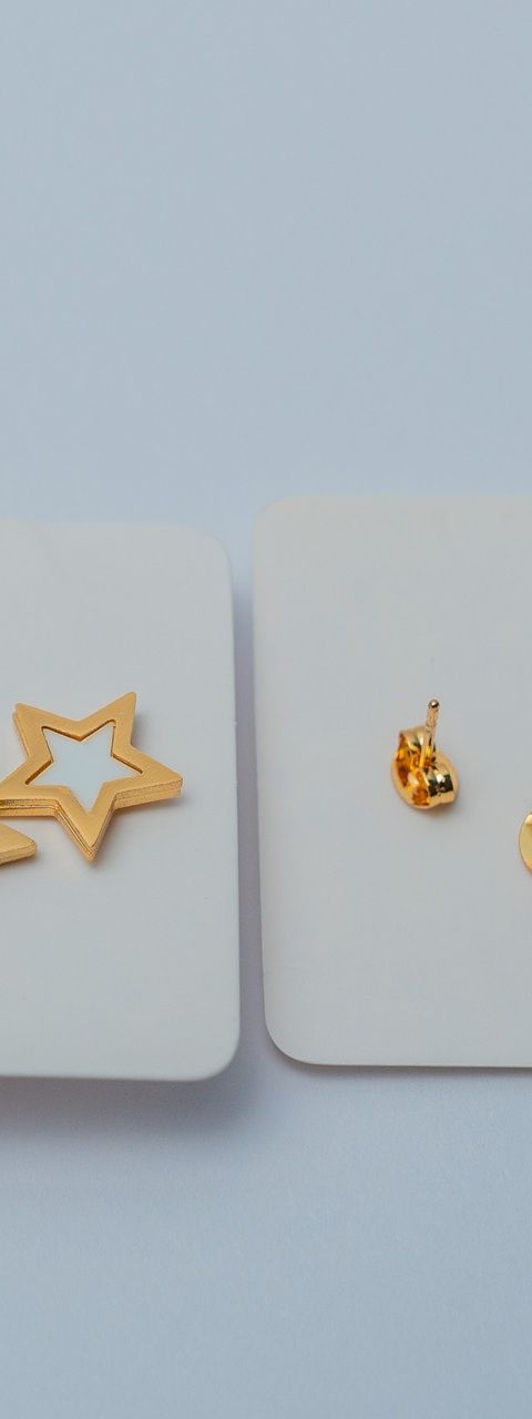 Gold-Tone Star & Crystal Stud Earring Set