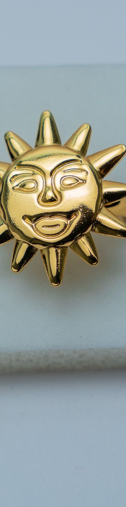 Gold-Tone Sun Face Statement Ring