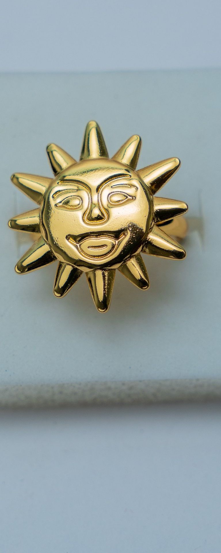 Gold-Tone Sun Face Statement Ring