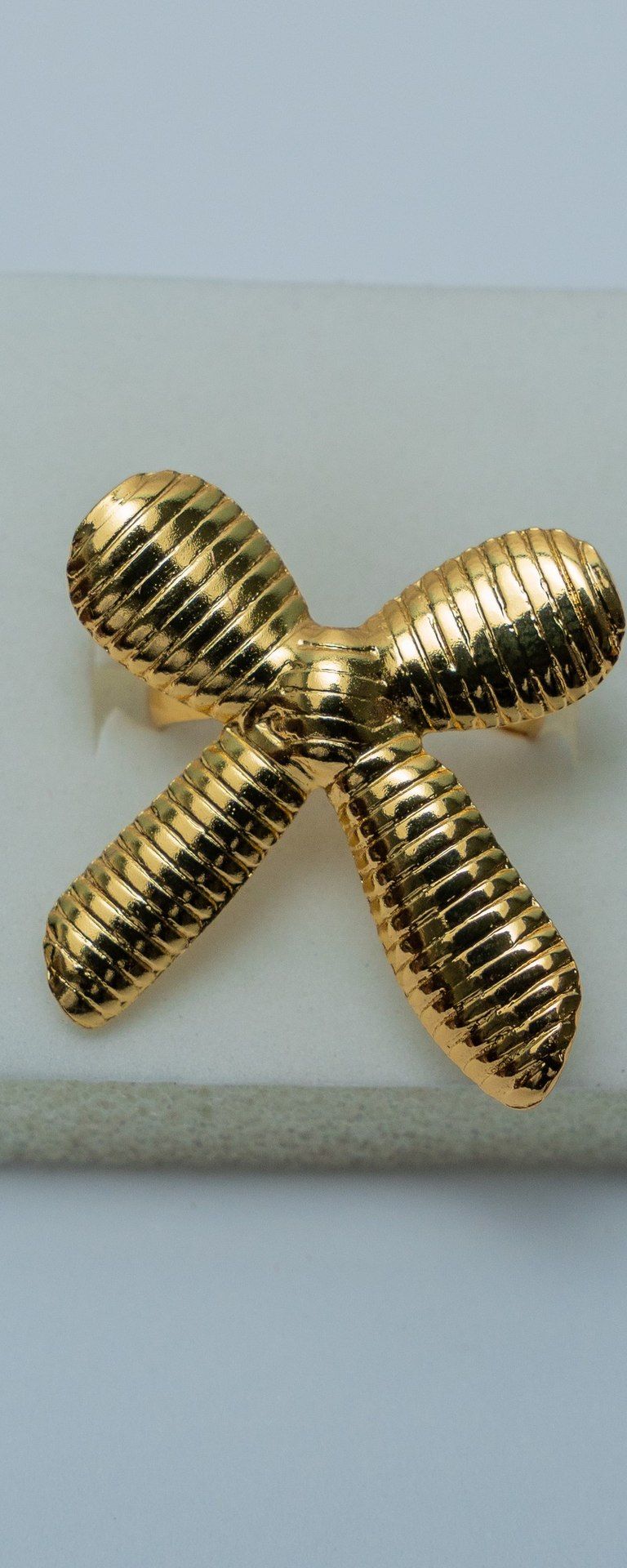 Gold-Tone Textured Cross Brooch