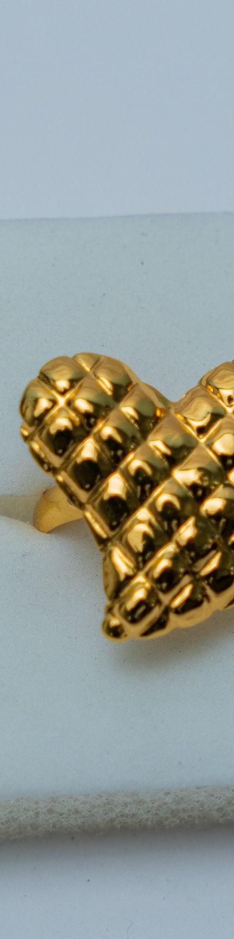 Gold-Tone Textured Heart Ring