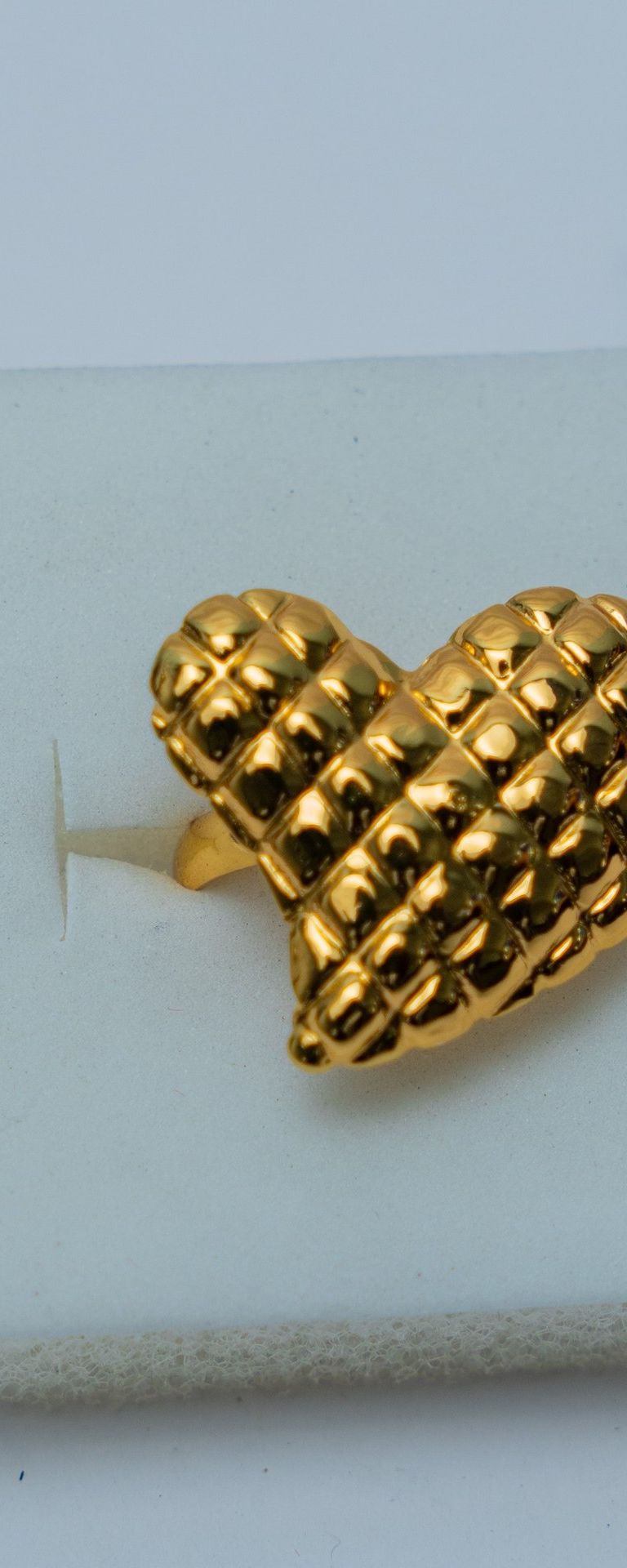 Gold-Tone Textured Heart Ring