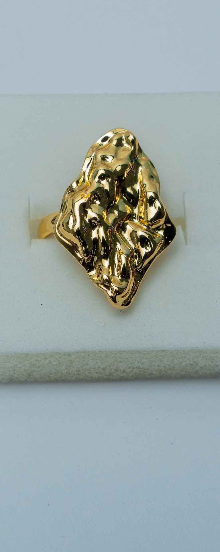 Gold-Tone Textured Statement Ring