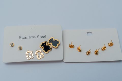 Gold-Tone Stainless Steel Earring Set