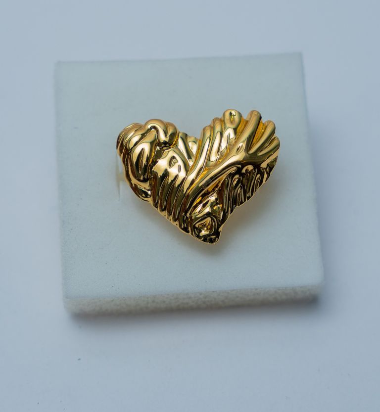 Textured Gold-Tone Heart Ring