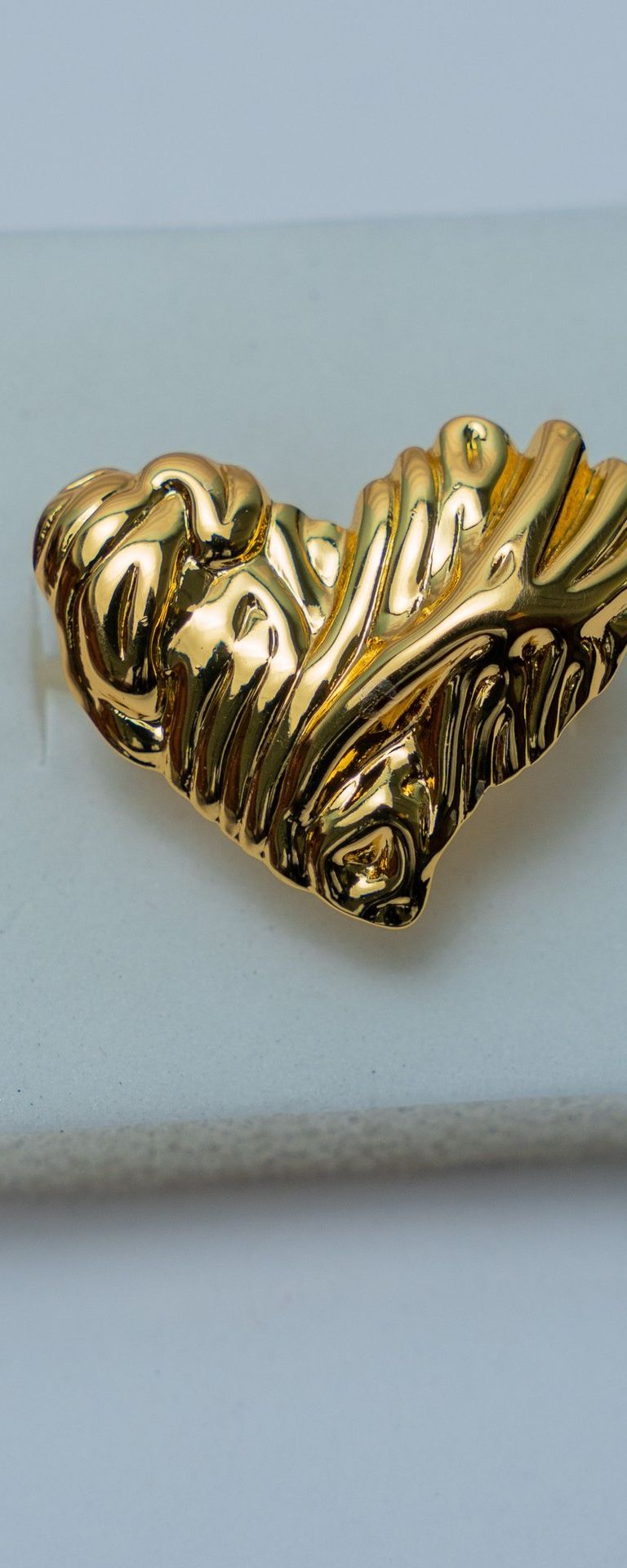 Textured Gold-Tone Heart Ring
