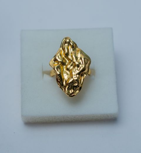 Textured Gold-Tone Statement Ring