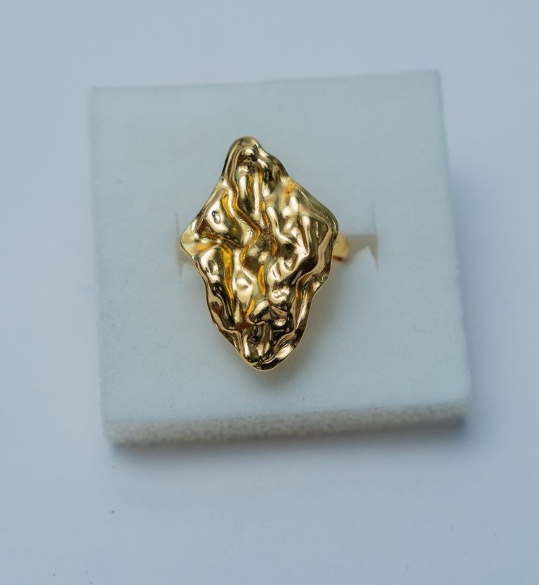 Textured Gold-Tone Statement Ring