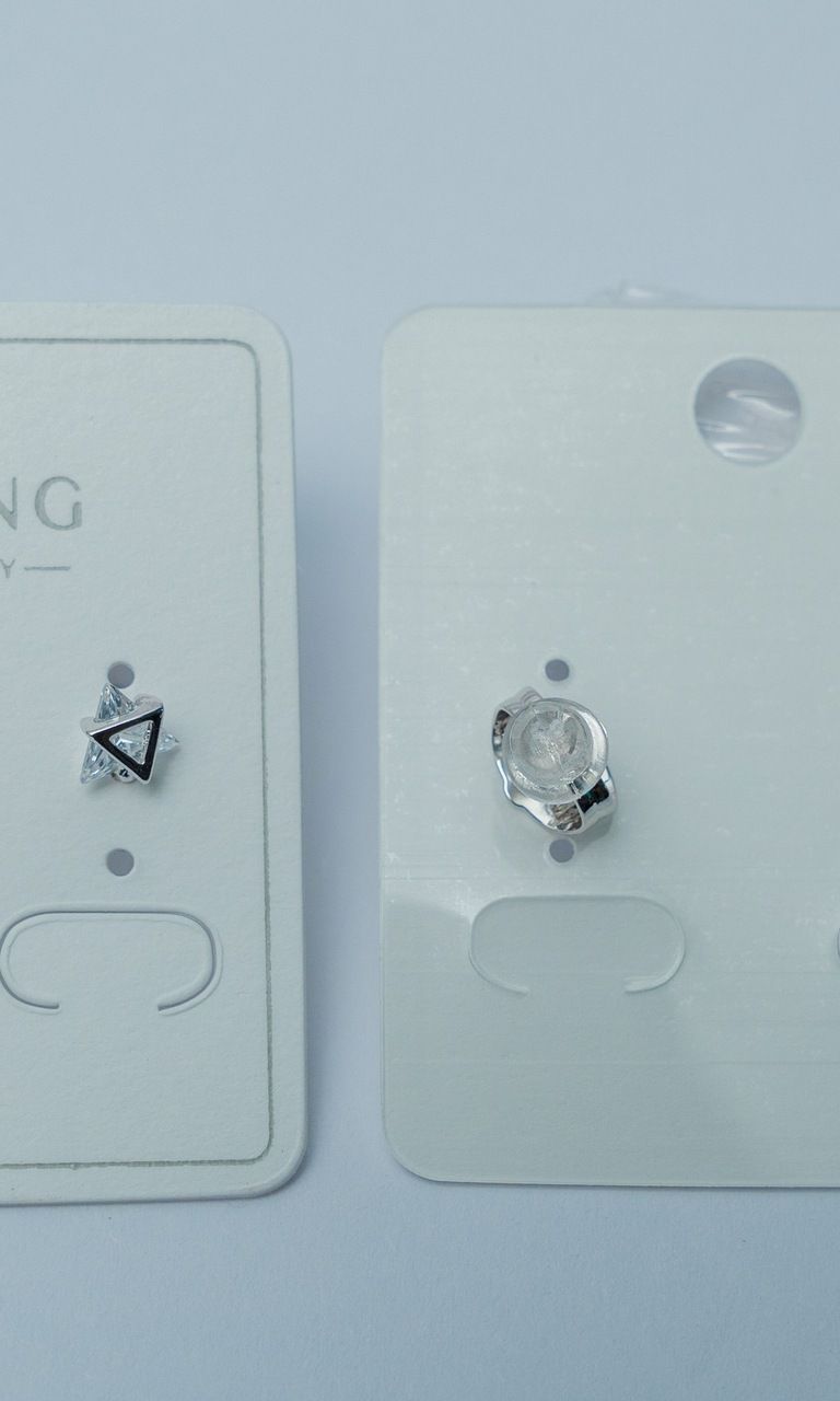Xuping Jewelry Triangle & Crystal Stud Earring Set
