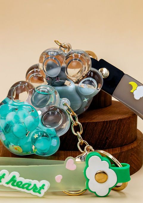 Teal Flower Keychain