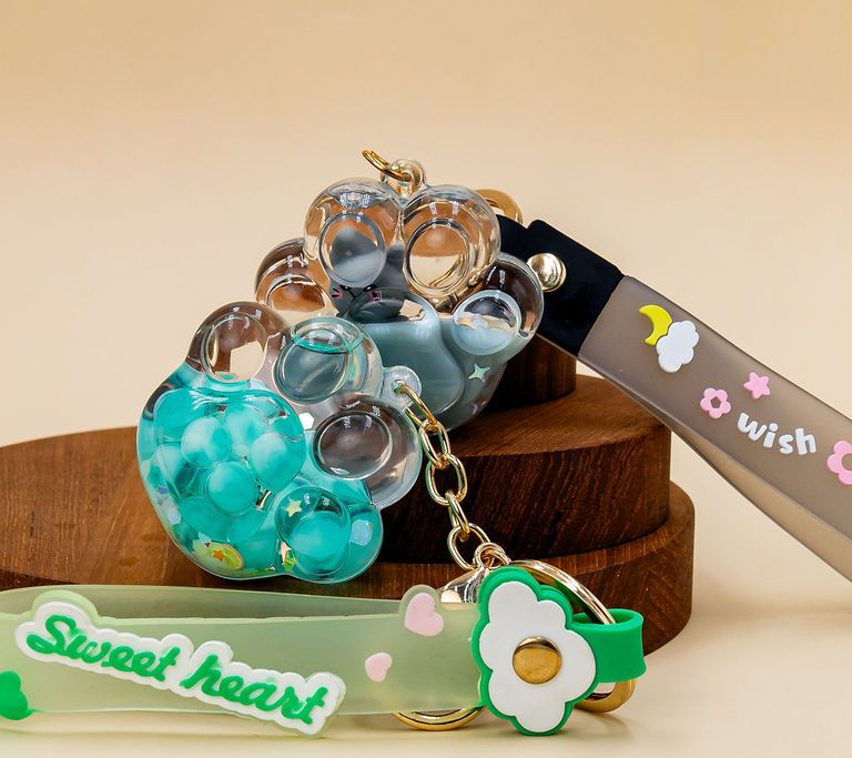 Teal Flower Keychain